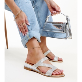 Chanclas plateadas con cuña baja de Asker plata 1