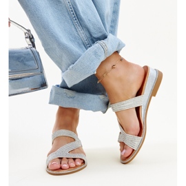 Chanclas plateadas con cuña baja de Asker plata 3