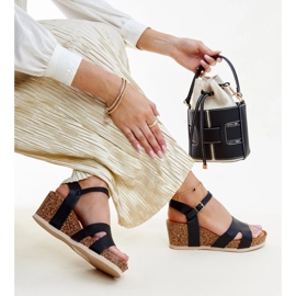Sandalias cuña Gabera corcho negro 1