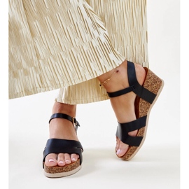 Sandalias cuña Gabera corcho negro 2