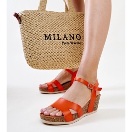 Sandalias cuña Gabera corcho naranja 2