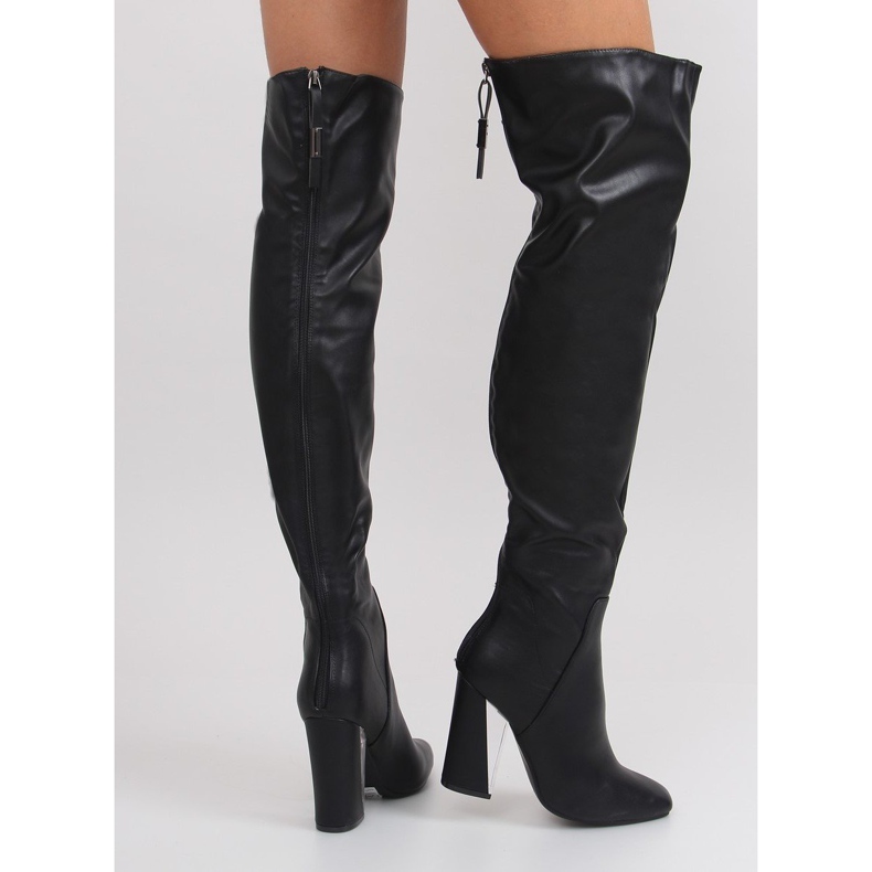 Botas mosqueteras con un excepcional tacón negro C75p negro 1