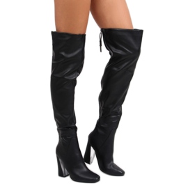 Botas mosqueteras con un excepcional tacón negro C75p negro 2