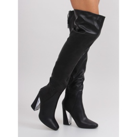 Botas mosqueteras con un excepcional tacón negro C75p negro 4