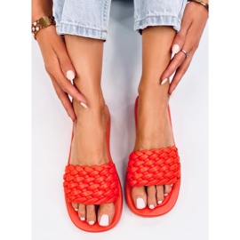 Babuchas de suela alta con rayas trenzadas Elida Naranja 4