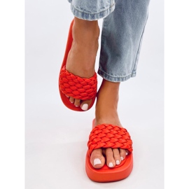 Babuchas de suela alta con rayas trenzadas Elida Naranja 2