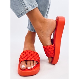 Babuchas de suela alta con rayas trenzadas Elida Naranja 3