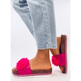 Pantuflas Sur Flor Durazno Fucsia rosado 4