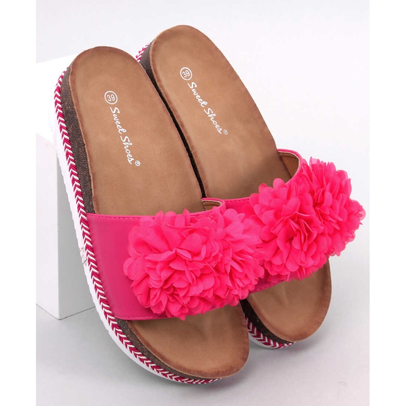 Pantuflas Sur Flor Durazno Fucsia rosado 1