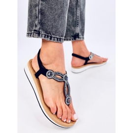 Harani Sandalias chanclas negras con circonitas negro 4