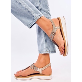 Sandalias chanclas con circonitas Harani Gold dorado 4