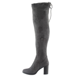 Botas sobre la rodilla en un cómodo tacón gris gris 1
