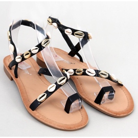 Chanclas Augello negras con conchas negro 1
