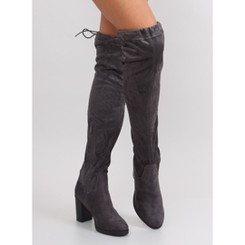 Botas sobre la rodilla en un cómodo tacón gris gris 4
