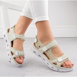 Sandalias mujer cómodas velcro beige Rieker 64074-60 16
