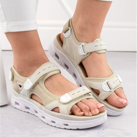 Sandalias mujer cómodas velcro beige Rieker 64074-60 18