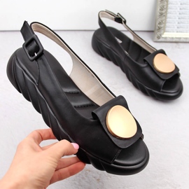 Sandalias mujer cómodas de piel con plataforma negra Artiker 52C1630 negro 3