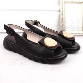 Sandalias mujer cómodas de piel con plataforma negra Artiker 52C1630 negro 4