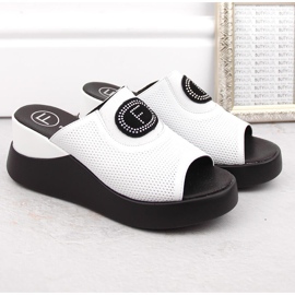 Sandalias cuña mujer piel calada blanco Filippo DK6141 4