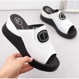 Sandalias cuña mujer piel calada blanco Filippo DK6141 3