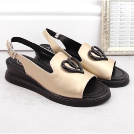 Sandalias cuña mujer en piel, dorado Filippo DS6069 6