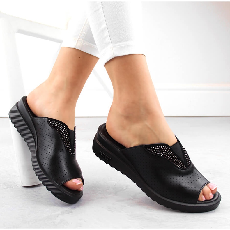 Sandalias cuña mujer piel negra Filippo DK6146 negro 1