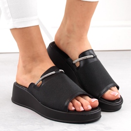 Sandalias cuña mujer piel negra Filippo DK6067 negro 5