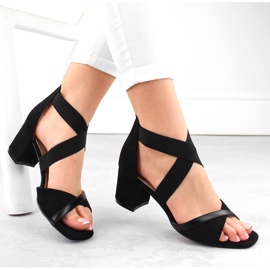 Sandalias de mujer con tacón y elásticos, negro Filippo DS6262 1 Sandalias de mujer con tacón y elásticos, negro Filippo DS6262 1