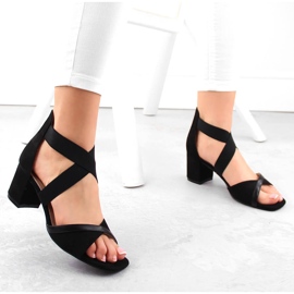 Sandalias de mujer con tacón y elásticos, negro Filippo DS6262 2