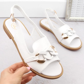 Sandalias de mujer Filippo DS6232 blancas con cadena blanco 4