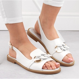 Sandalias de mujer Filippo DS6232 blancas con cadena blanco 3
