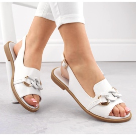 Sandalias de mujer Filippo DS6232 blancas con cadena blanco 1