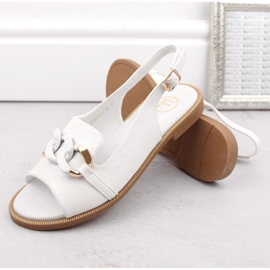 Sandalias de mujer Filippo DS6232 blancas con cadena blanco 5
