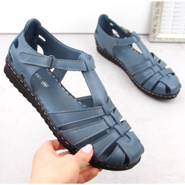 Sandalias de mujer de piel totalmente calada, azul, T.Sokolski A88 6