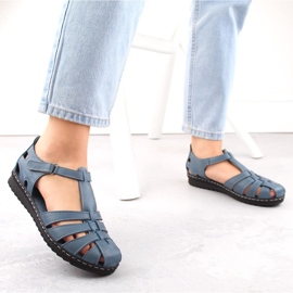 Sandalias de mujer de piel totalmente calada, azul, T.Sokolski A88 2
