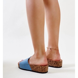 Chanclas cuña corcho Naifene azul 5