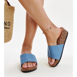 Chanclas cuña corcho Naifene azul 7