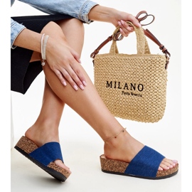 Chanclas azul marino con cuña de corcho Naifene 1