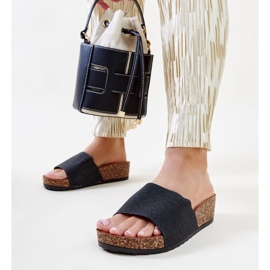 Chanclas negras con cuña de corcho Naifene negro 2