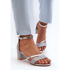 Vinceza Sandalias Mujer Glitter Tacón Bajo Plata Ploemis 5