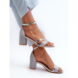 Vinceza Sandalias Mujer Glitter Tacón Bajo Plata Ploemis 9