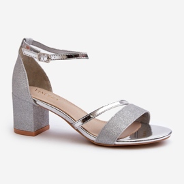 Vinceza Sandalias Mujer Glitter Tacón Bajo Plata Ploemis 2