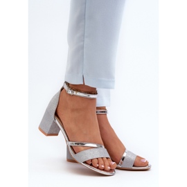 Vinceza Sandalias Mujer Glitter Tacón Bajo Plata Ploemis 3