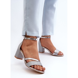 Vinceza Sandalias Mujer Glitter Tacón Bajo Plata Ploemis 4