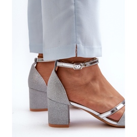Vinceza Sandalias Mujer Glitter Tacón Bajo Plata Ploemis 6