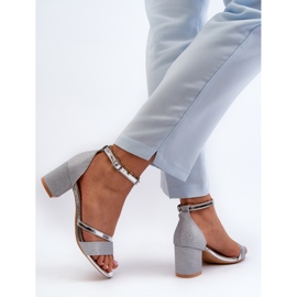 Vinceza Sandalias Mujer Glitter Tacón Bajo Plata Ploemis 8