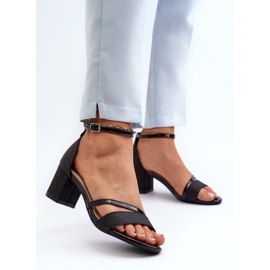 Vinceza Sandalias Tacón Bajo Mujer Glitter Negro Ploemis 3