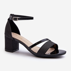 Vinceza Sandalias Tacón Bajo Mujer Glitter Negro Ploemis 1
