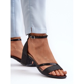 Vinceza Sandalias Tacón Bajo Mujer Glitter Negro Ploemis 5