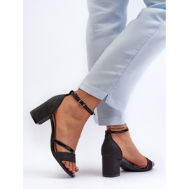 Vinceza Sandalias Tacón Bajo Mujer Glitter Negro Ploemis 7